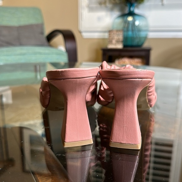 New Open Edit Quinn Pink Dawn Knotted Straps Flared Heel Sandals Size 8 - Picture 2 of 8
